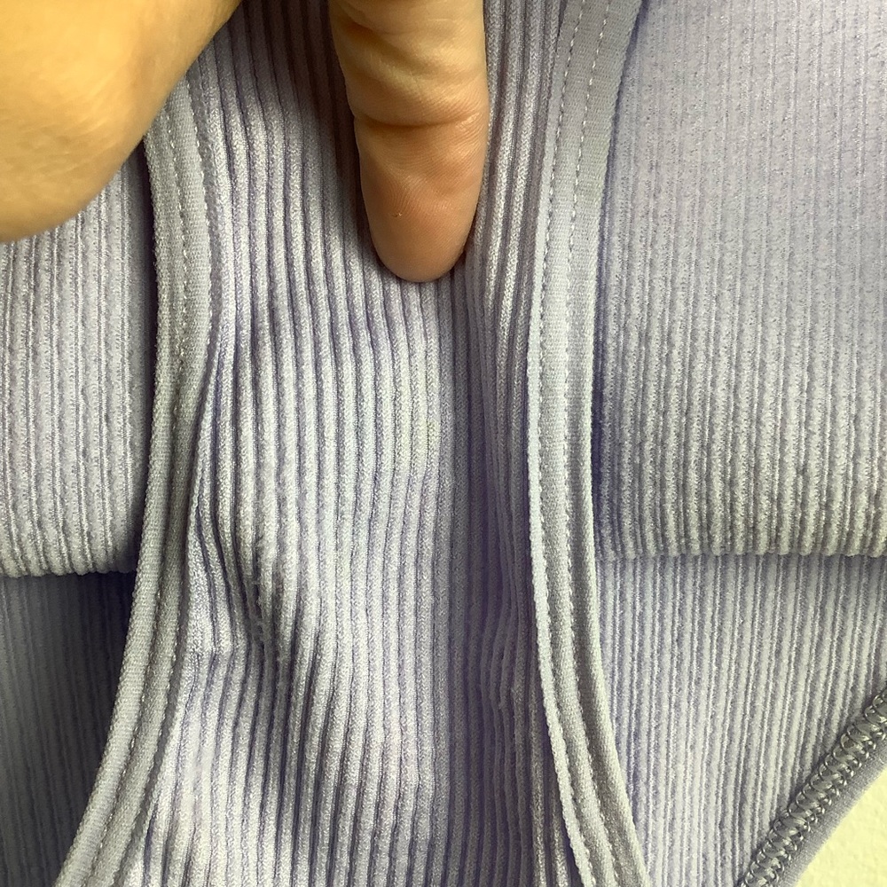 UO Bungee Strap Ribbed Bodysuit in Lilac Purple - Picture 6 of 7